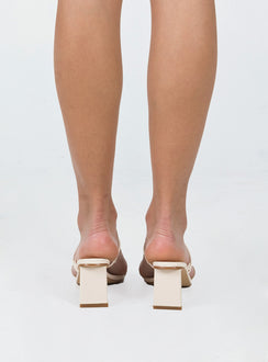 Heels Faux leather material  Strappy upper  Block heel  Square toe 