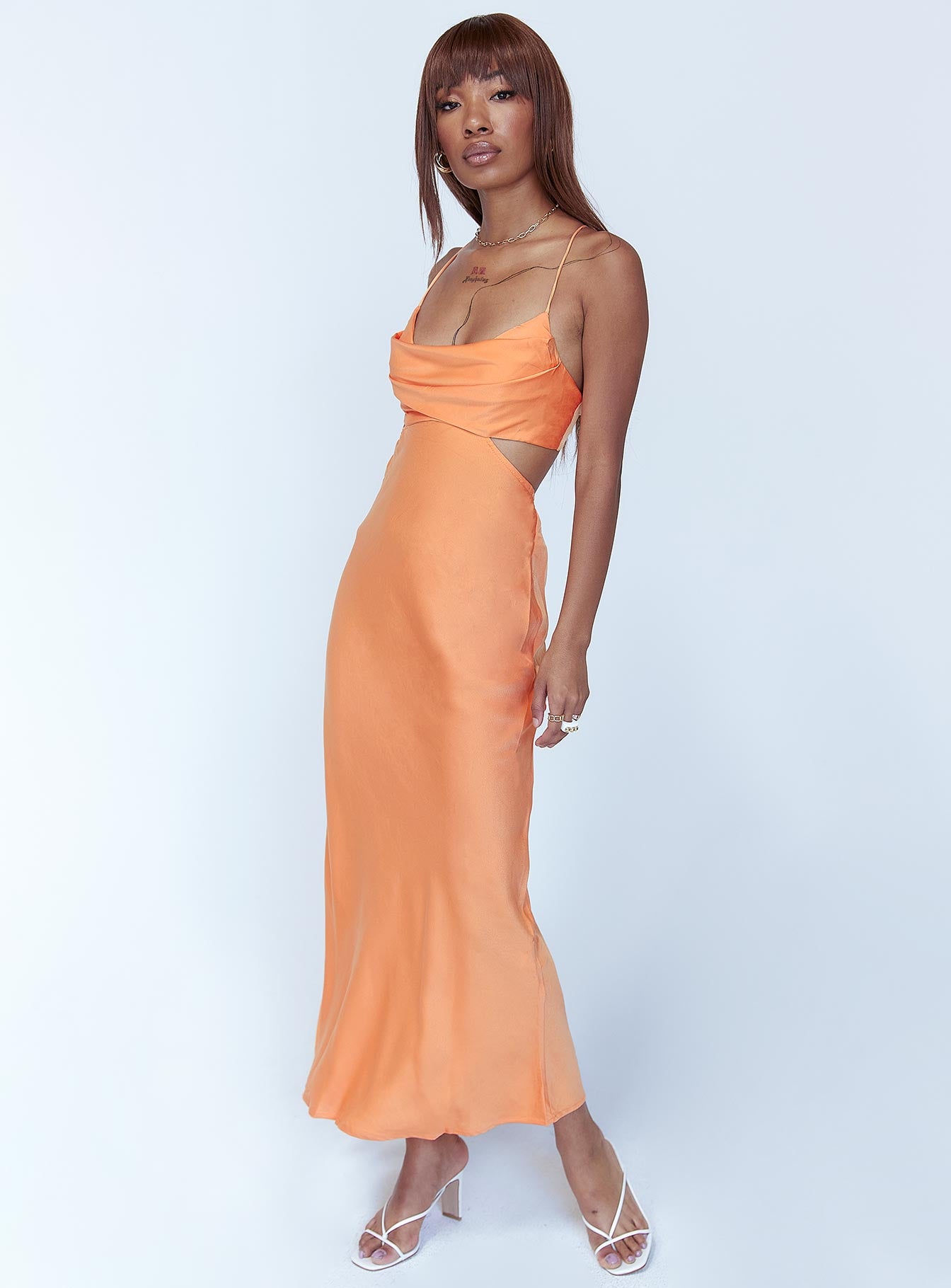 product Princess Polly Asymmetric Neckline  Giselle Midi Dress Orange