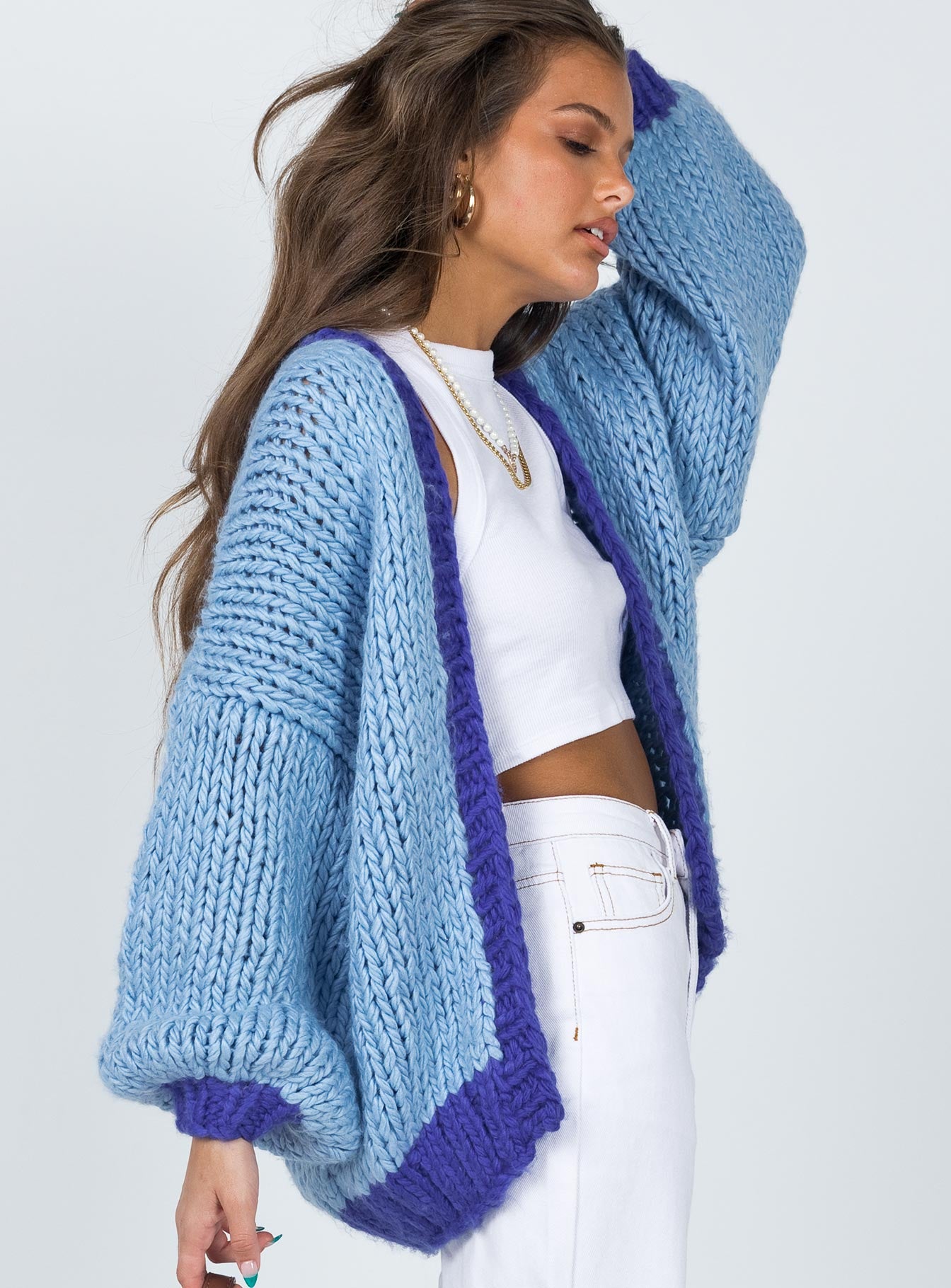 product Lester Knit Cardigan Blue Princess Polly  Cropped 