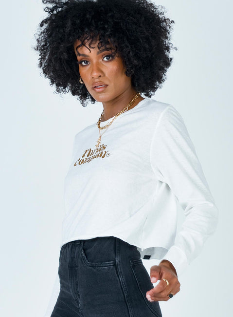 side view of model wearing Princess Polly Truckin' Crew Dirty White 