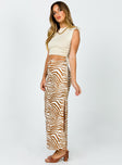   front view of model wearing Princess Polly Kody Maxi Skirt Beige Zebra 