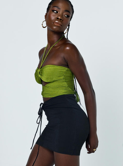   front view of model wearing Princess Polly Jester Mini Skirt Black 