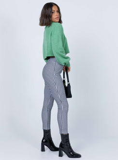 back view of model wearing Princess Polly Iggy Gingham Pants Black/White 