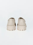 Loafers Faux leather material Platform base Treaded sole Silver-toned snaffle detail Rounded toe