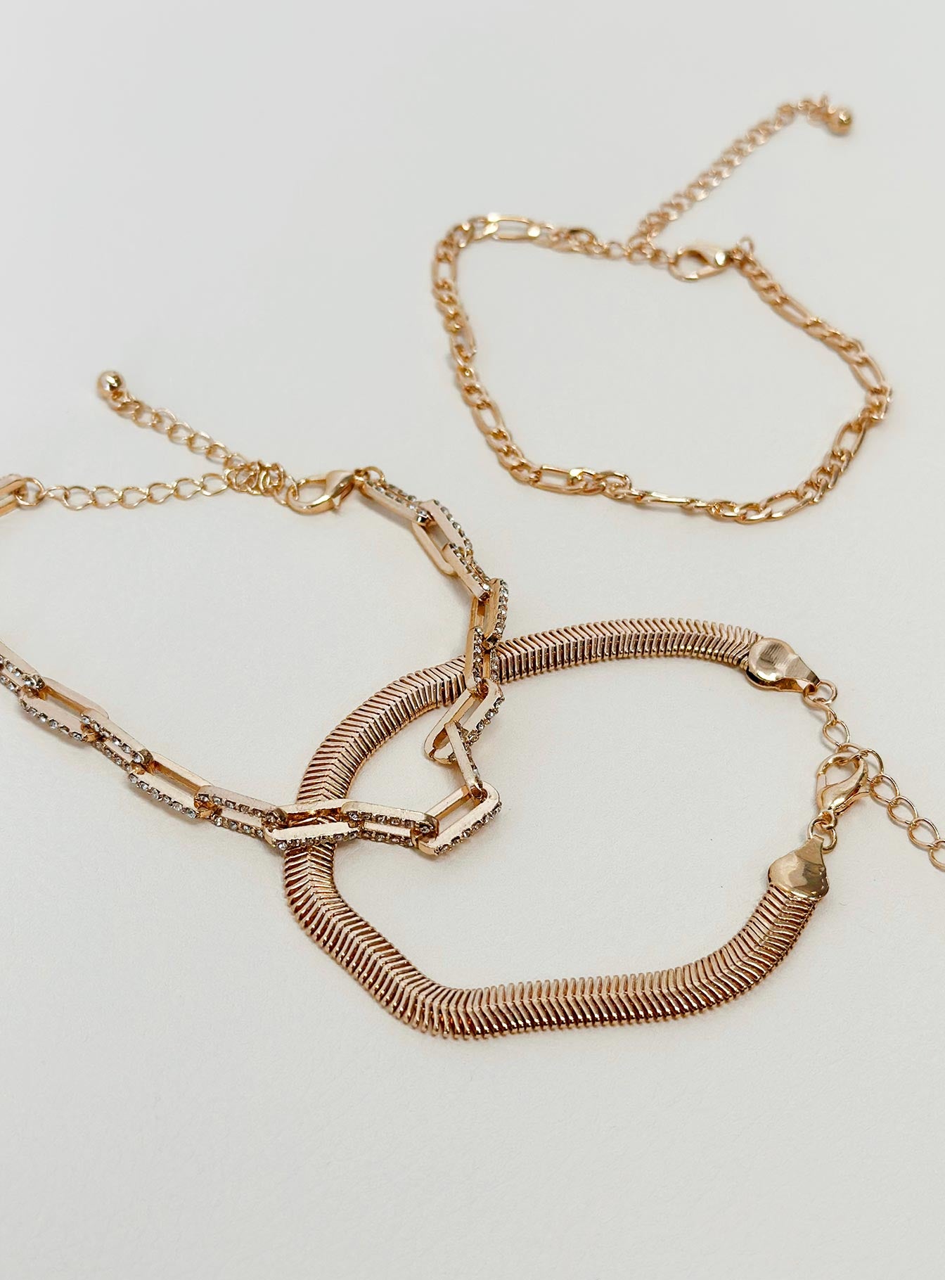 Bracelet pack Gold toned Diamante detail Lobster clasp fastening 