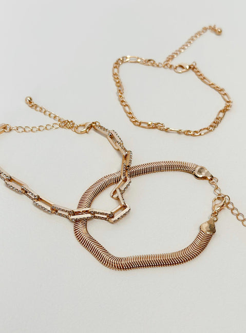 Bracelet pack Gold toned Diamante detail Lobster clasp fastening 