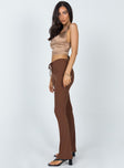 side view of model wearing Princess Polly Imogen Pants Brown 