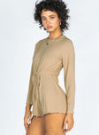 Aiken Long Sleeve Beige Romper