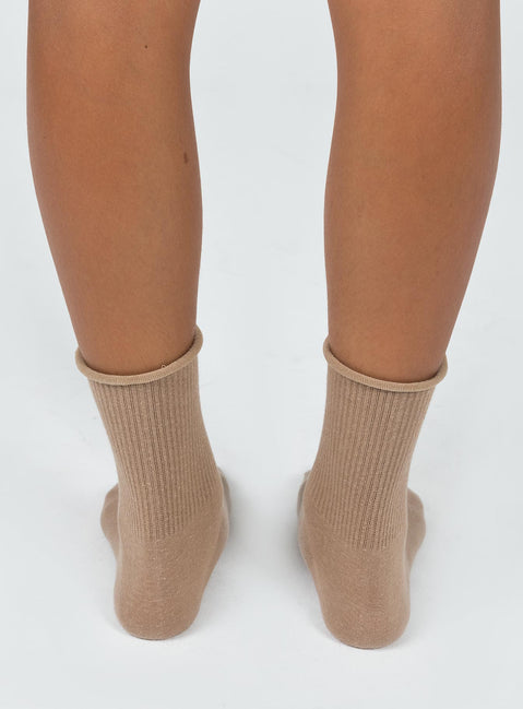 Sock pack Three pairs Crew style Ribbed cuff Good stretch 