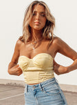 front view of model wearing Princess Polly Koko Bustier Lemon 