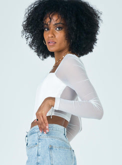 product Princess Polly Short Sleeves Square Neck  Beverly Long Sleeve Top White