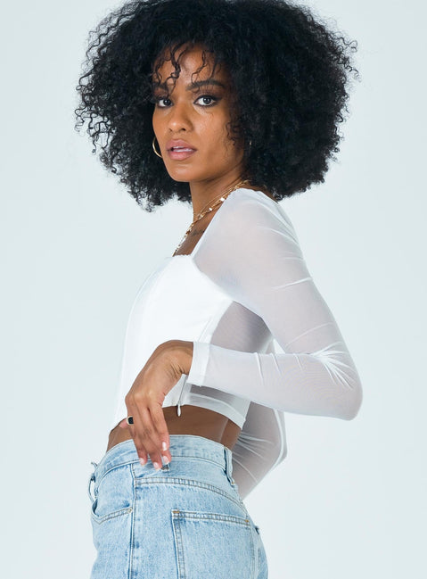 product Princess Polly Short Sleeves Square Neck  Beverly Long Sleeve Top White