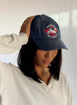 Dad cap  Princess Polly Exclusive 100% cotton Denim material  Embroidered graphic  Adjustable back 