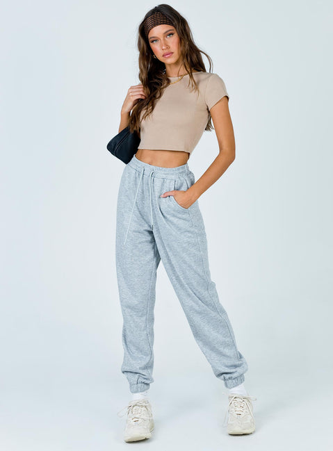 product Princess Polly Sleeveless Plunger  The Classic Cropped Tee Beige