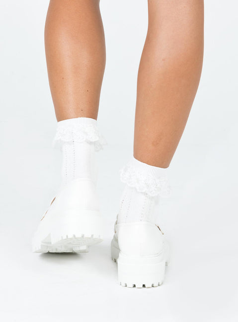 Loafers Princess Polly Exclusive Upper & lining 100% TPU  Outsole 100% TPR Faux leather material  Rounded toe Platform base  Treaded sole 