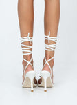 Lamina Strappy Heels White