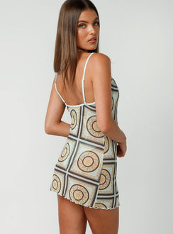 back view of model wearing Princess Polly Jagger & Stone Paris Mini Dress Green 