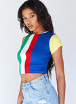 side view of model wearing Princess Polly Mallory Stripe Top Multi 