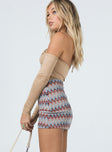   side view of model wearing Princess Polly Louisa Chevron Mini Skirt Multi 