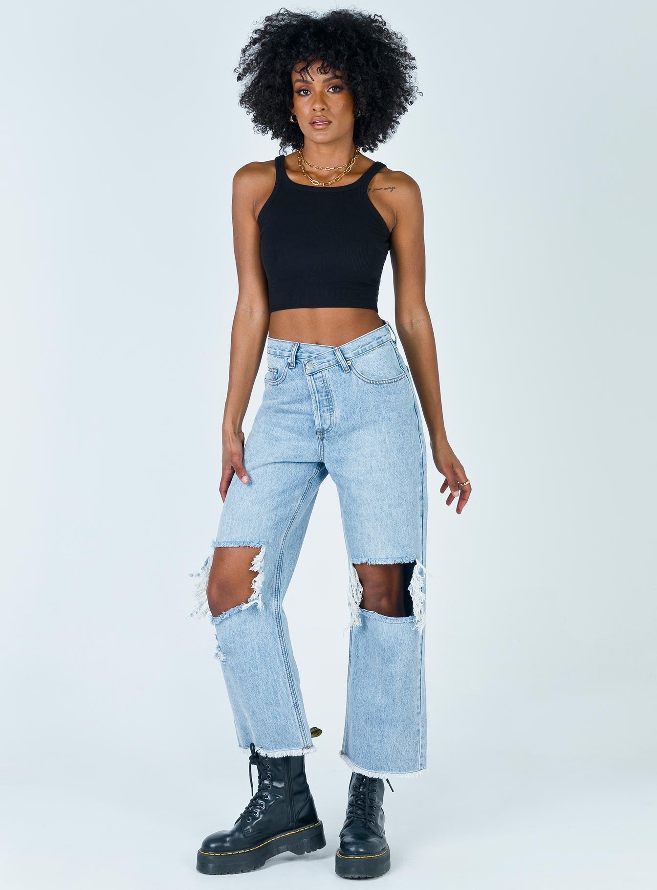 product Princess Polly Sleeveless Square Neck  Wild Eyes Tank Top Black