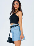 Open Road Denim Paper Bag Shorts Pale Blue