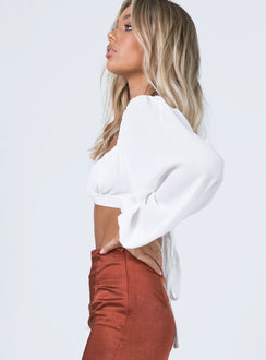 side view of model wearing Princess Polly Chrissy Top White 