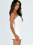 side view of model wearing Princess Polly Book Of Love Mini Dress White 