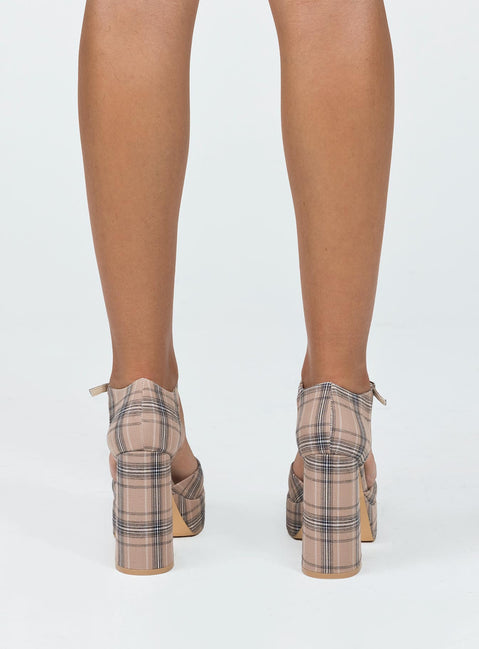 Chabert Platform Heels Beige Plaid