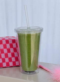 Coffee tumblr Clear plastic design Graphic print Straw included