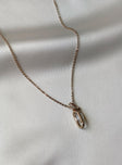 Necklace Dainty chain Drop down charm Pearl detail Lobster clasp fastening Gold-toned