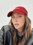 Red dad cap Embroidered graphic Adjustable back