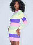 side view of model wearing Princess Polly Cara Mini Dress Stripe 