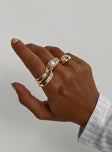 Ring Pack of four Gold toned Pearl and diamante detail Light weight