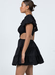 side view of model wearing Princess Polly Amber Mini Dress Black 