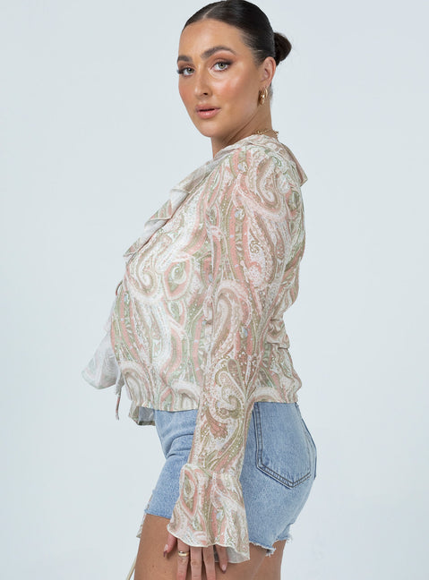 side view of model wearing Princess Polly Lucia Shirt Multi 