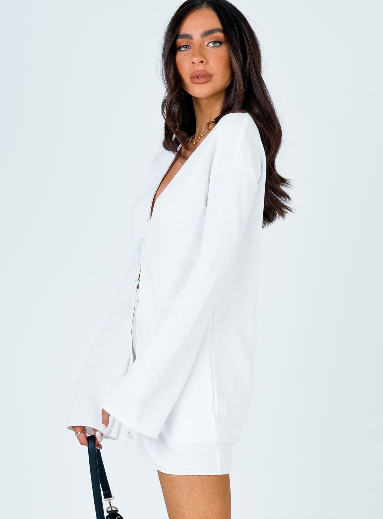 product Princess Polly Full Sleeves High Neck  Macy Cardigan White