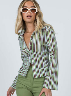 product Princess Polly Full Sleeves Asymmetric Neckline  Anni Stripe Shirt Multi