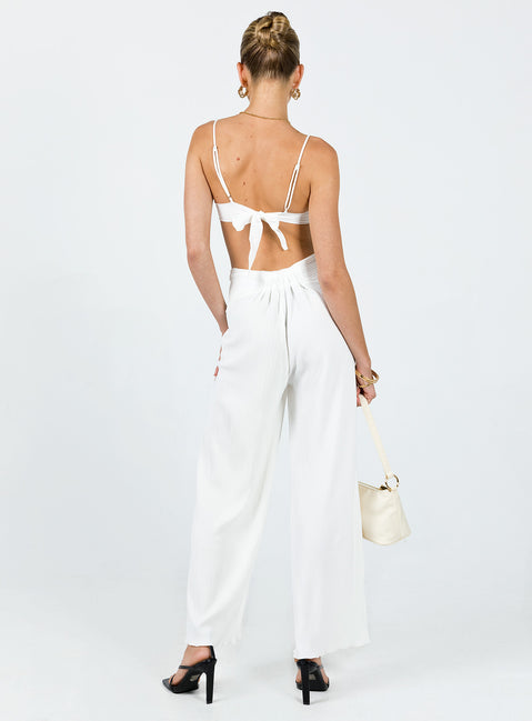 product Princess Polly High Waisted Pants  Mathea Plisse Pants Ivory