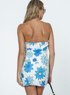 product Princess Polly Asymmetric Neckline  Marlow Mini Dress White / Blue