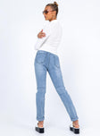 back view of model wearing Princess Polly Osuna Denim Jeans Mid Rise 