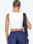 back view of model wearing Princess Polly Connells Top White Sleeveless Crew Neck 