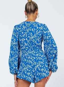 Romper  100% polyester  Length of size US 4 / AU 8 shoulder to hem: 70cm / 27.5"    Floral print  Plunging neckline  Gathered waistband  Puff sleeves  Invisible zip fastening at back 