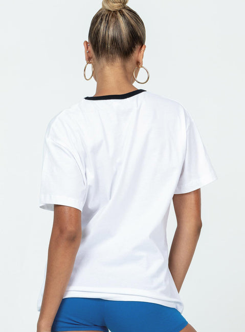 product Princess Polly Short Sleeves Crew Neck  Comic Book Ringer Tee White