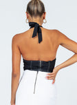 back view of model wearing Princess Polly Jaslynn Top Black 