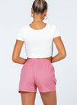 Shorts  100% cotton  Length of size US 4 / AU 8 waist to hem: 35cm / 13.7"   High waisted shorts  Elasticated waistband  Twin hip pockets 