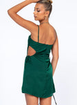 back view of model wearing Princess Polly Hazel Cut Out Mini Dress Forest Green 