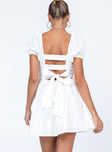 back view of model wearing Princess Polly Everyday Sunshine Mini Dress White Scoop Neck 