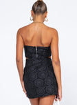 back view of model wearing Princess Polly Naomi Cut Out Mini Dress Black 