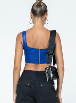 product Princess Polly Sleeveless Square Neck  Kaeshia PU Bustier Blue