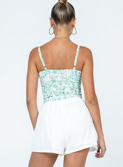 back view of model wearing Princess Polly Kahlil Shorts White High Waisted Shorts 